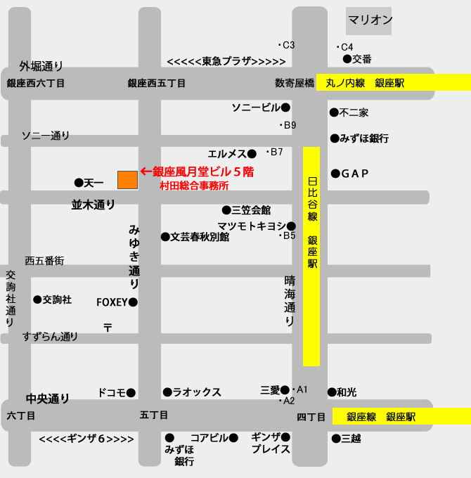 アクセスマップ（有楽町駅から）